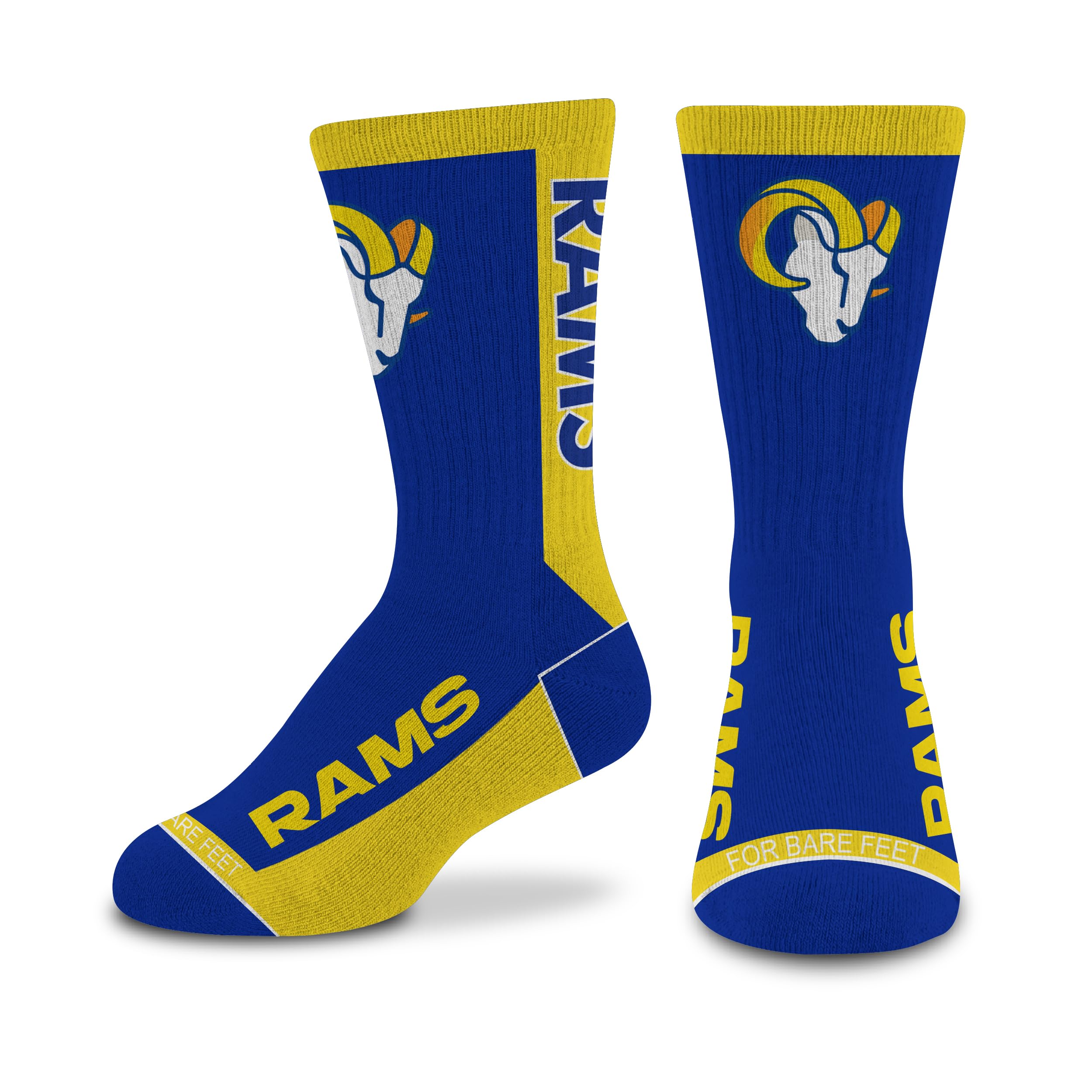For Bare Feet NFL LOS ANGELES RAMS MVP Crew Sock Team Color Youth