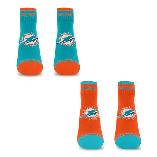 For Bare Feet NFL MIAMI DOLPHINS Front and Center 2 Pack Team Colors Large - Image 3