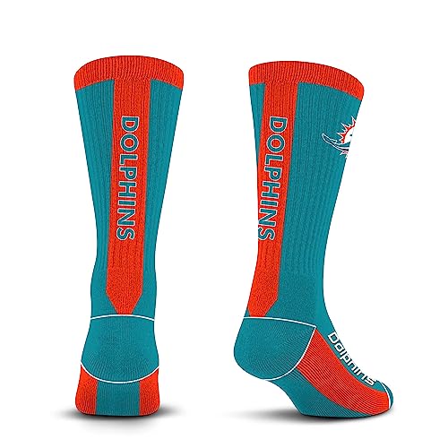 For Bare Feet NFL MIAMI DOLPHINS MVP Crew Sock Team Color Large - Image 4