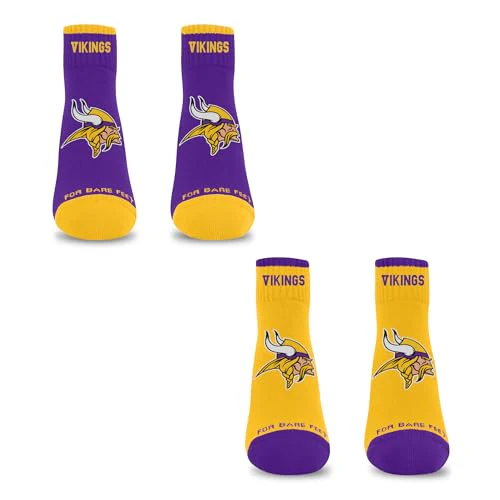 For Bare Feet NFL MINNESOTA VIKINGS Front and Center 2 Pack Team Colors Large - Image 3