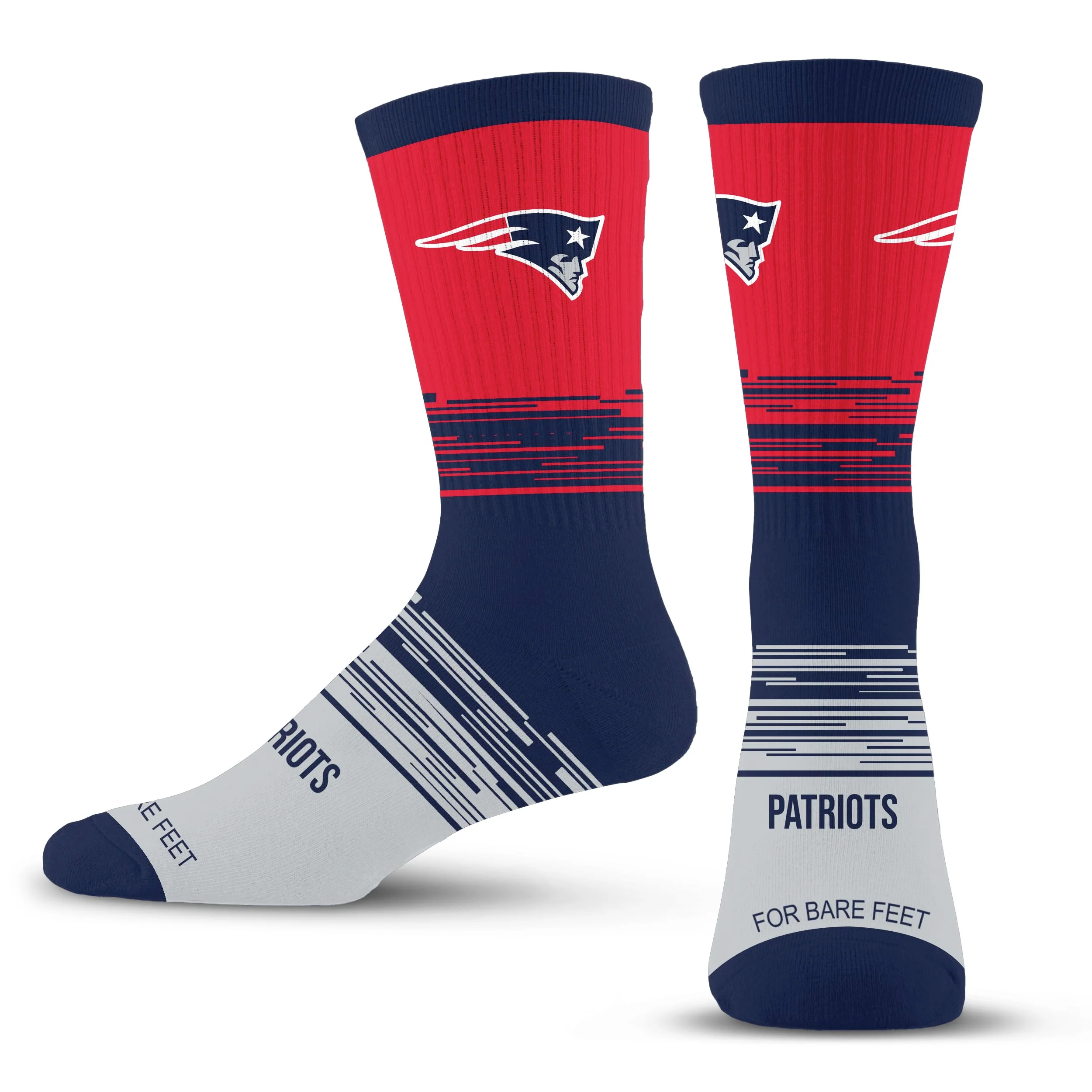 For Bare Feet NFL NEW ENGLAND PATRIOTS Elevate Premium Dress Crew Sock Team Color Large