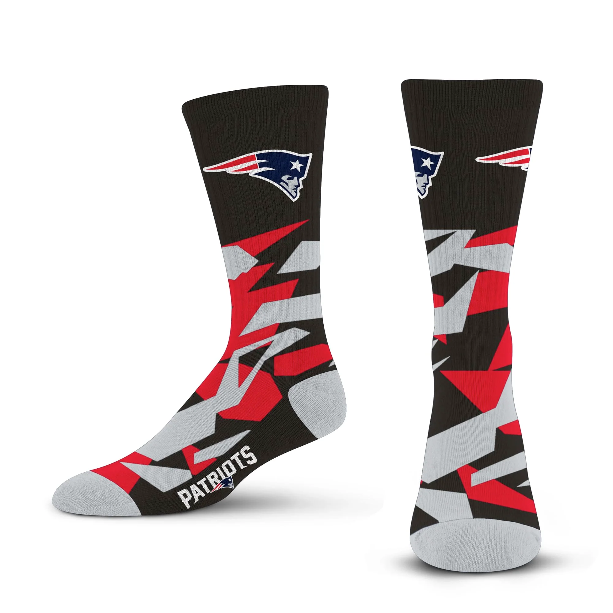 For Bare Feet NFL NEW ENGLAND PATRIOTS Shattered Camo Crew Sock Team Color Large