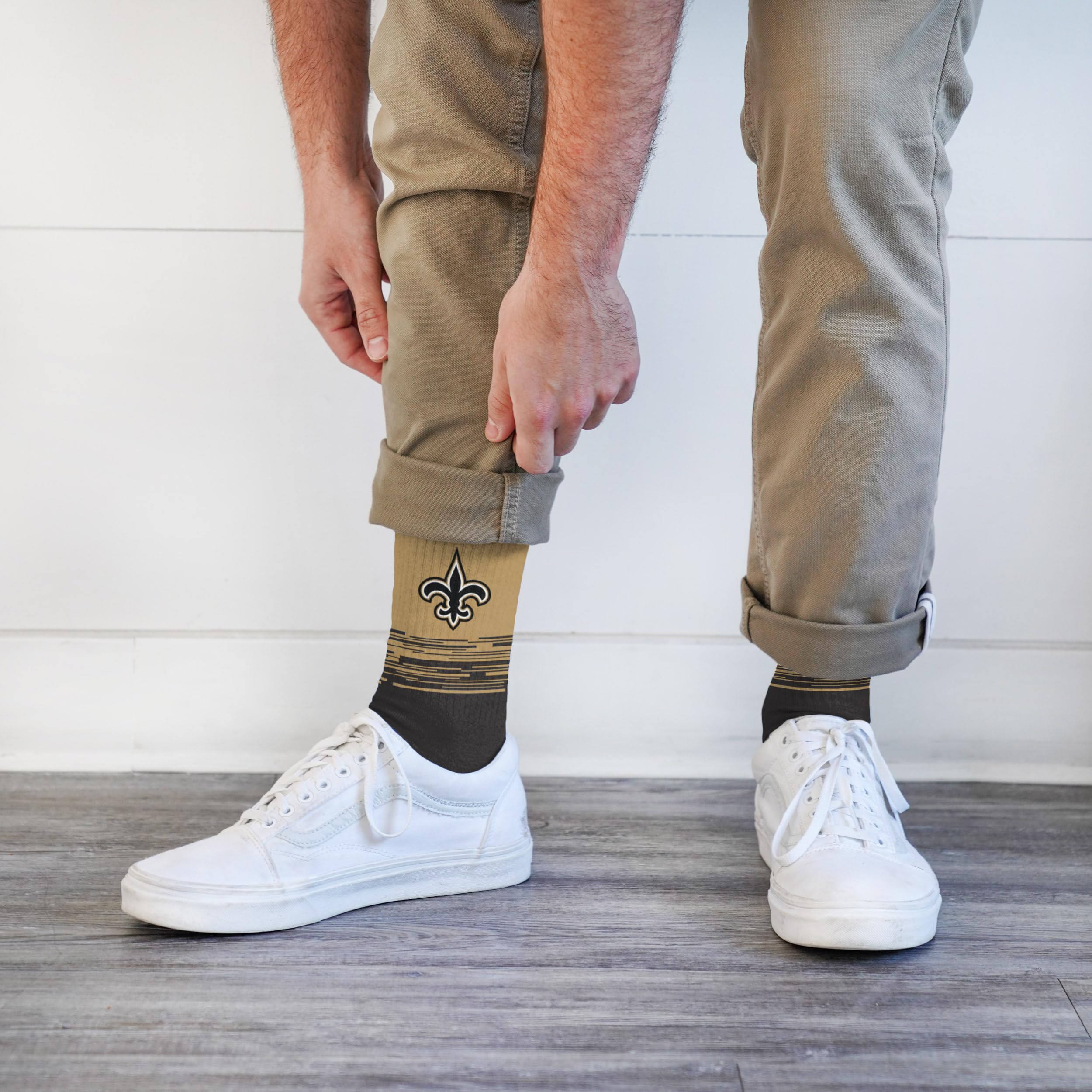 For Bare Feet NFL NEW ORLEANS SAINTS Elevate Premium Dress Crew Sock Team Color Large - Image 3