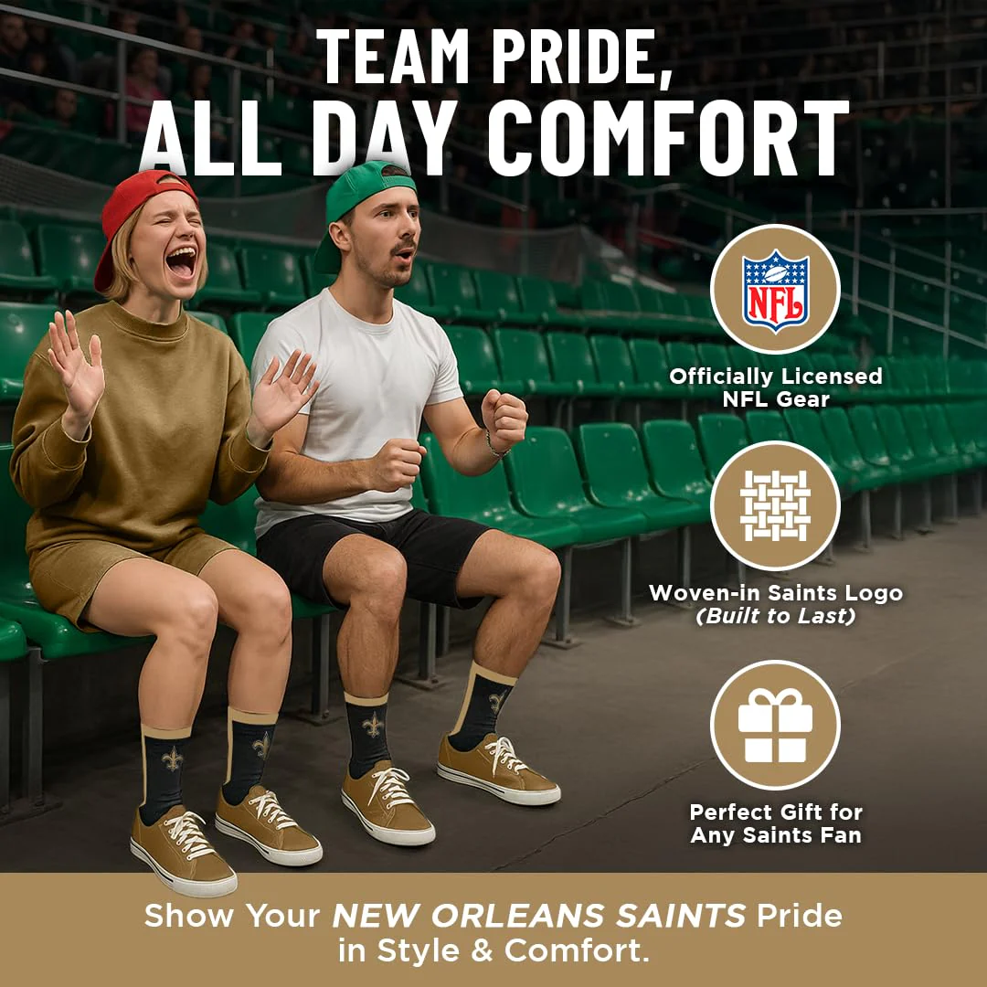 For Bare Feet NFL NEW ORLEANS SAINTS MVP Crew Sock Team Color Youth - Image 5