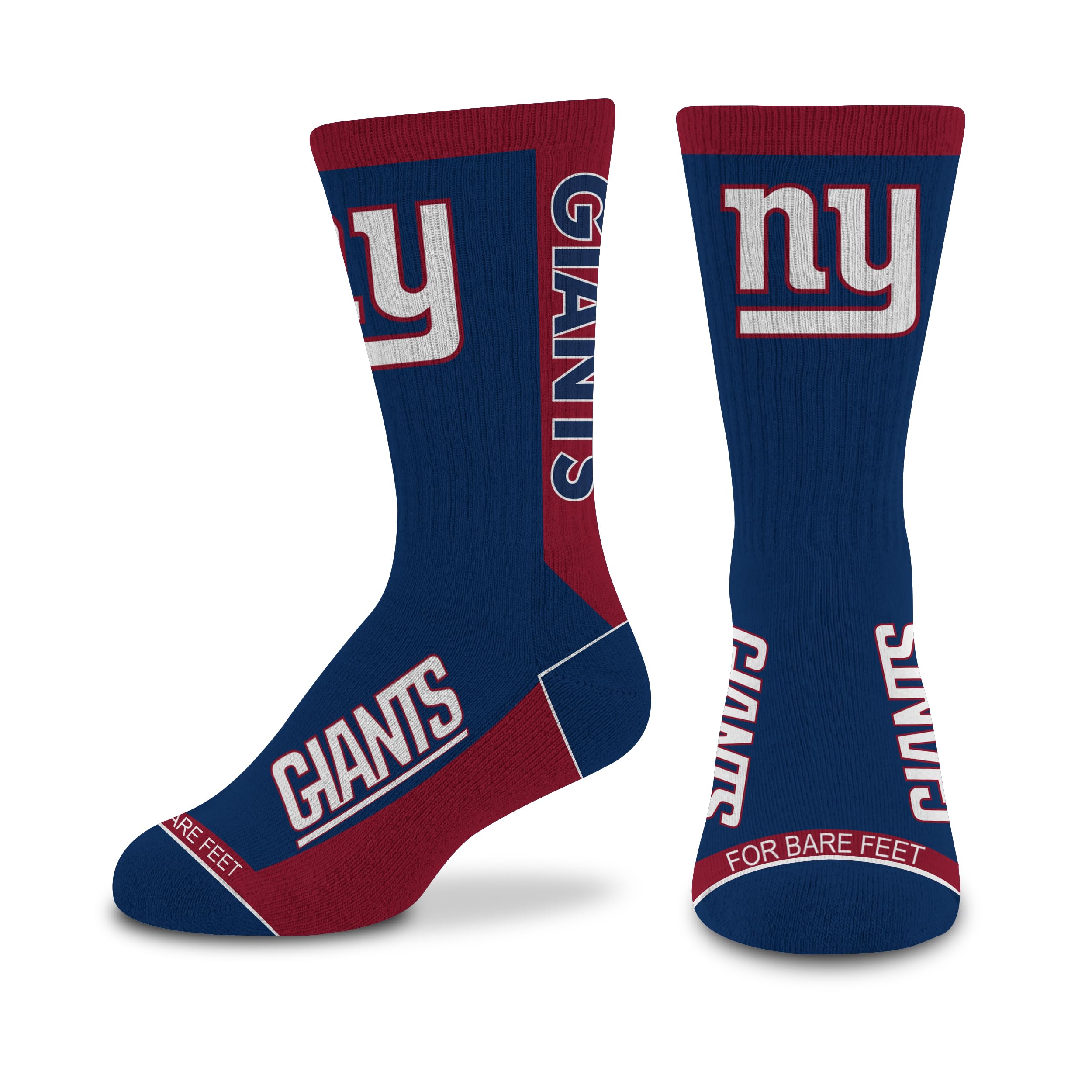 For Bare Feet NFL NEW YORK GIANTS MVP Crew Sock Team Color Youth
