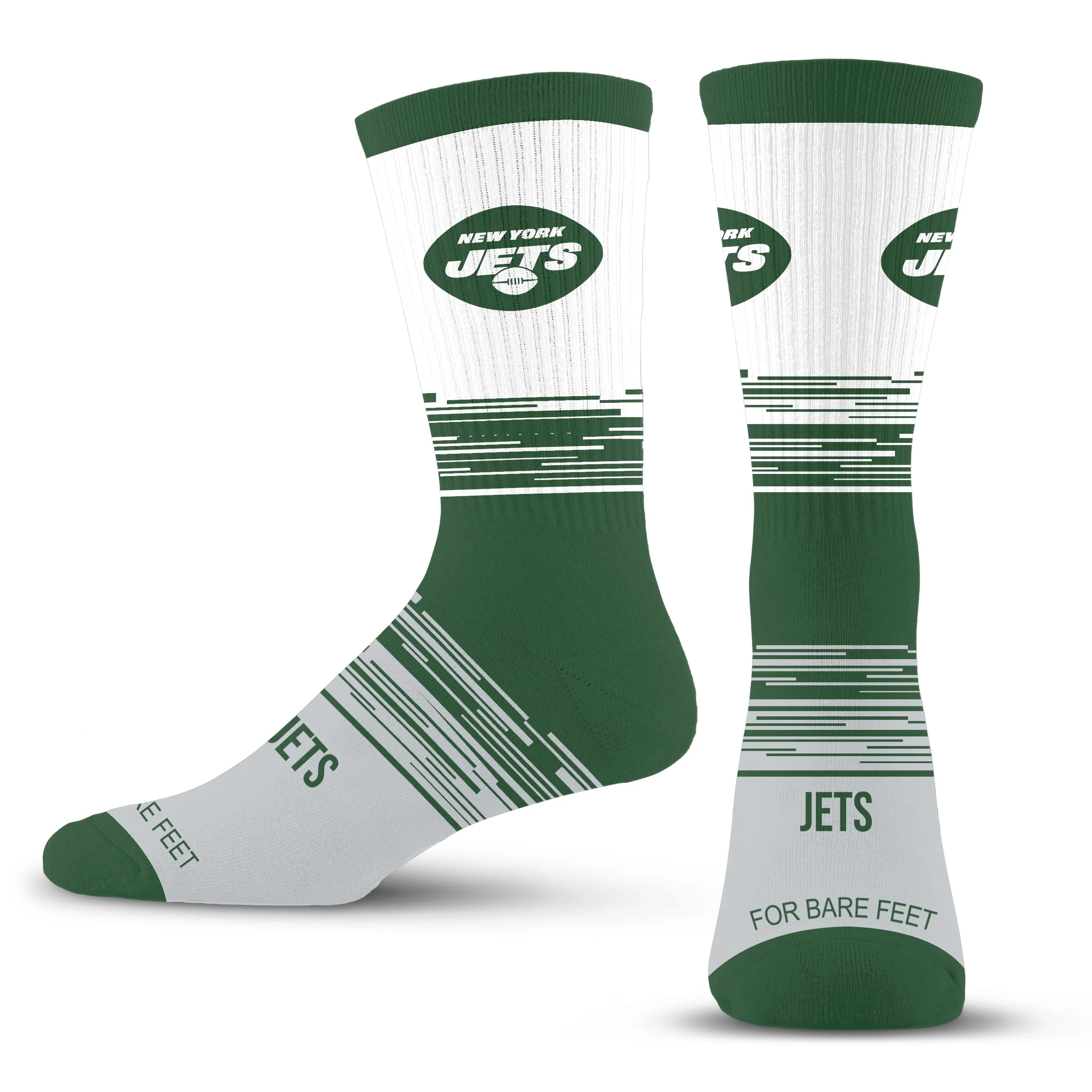 For Bare Feet NFL NEW YORK JETS Elevate Premium Dress Crew Sock Team Color Large