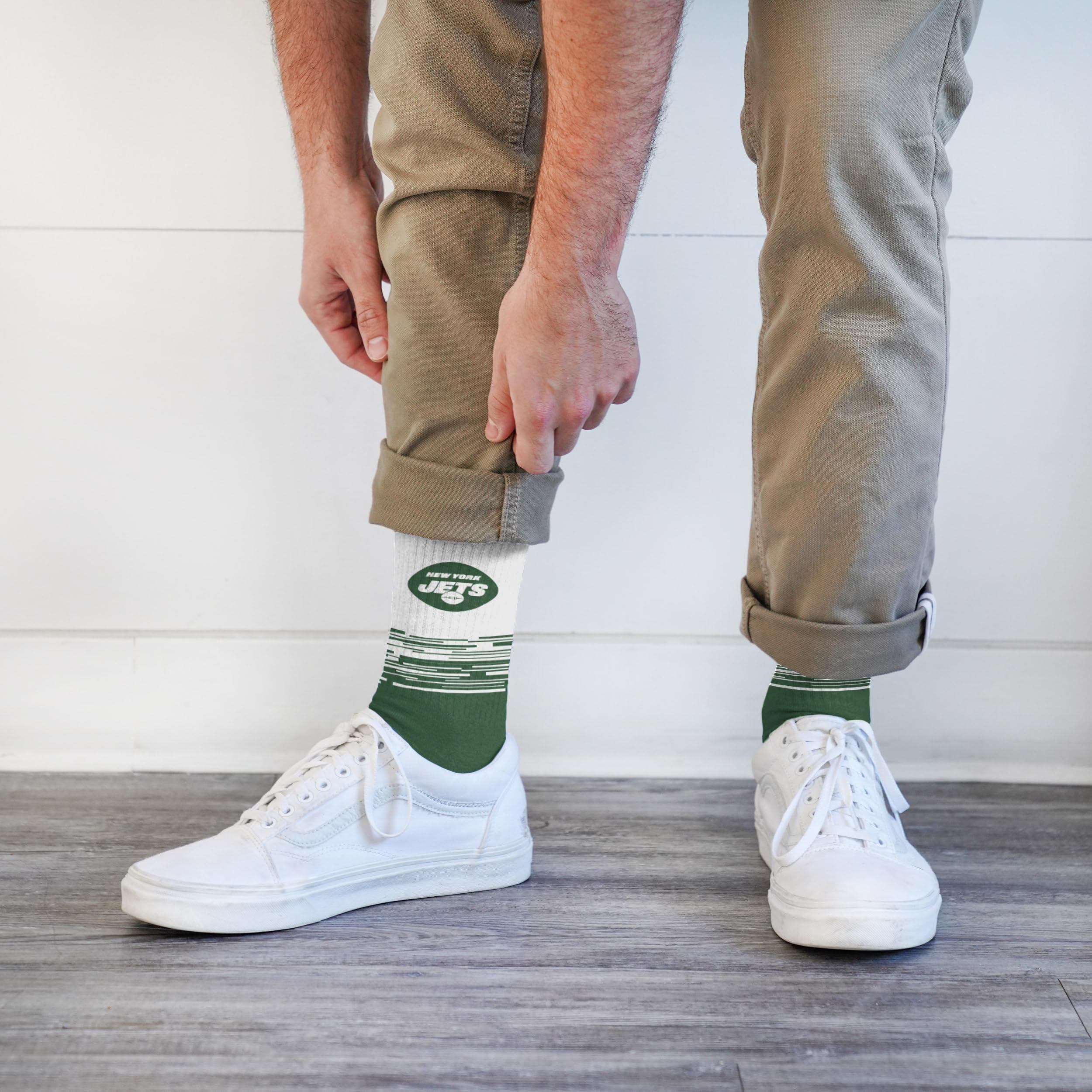 For Bare Feet NFL NEW YORK JETS Elevate Premium Dress Crew Sock Team Color Large - Image 3