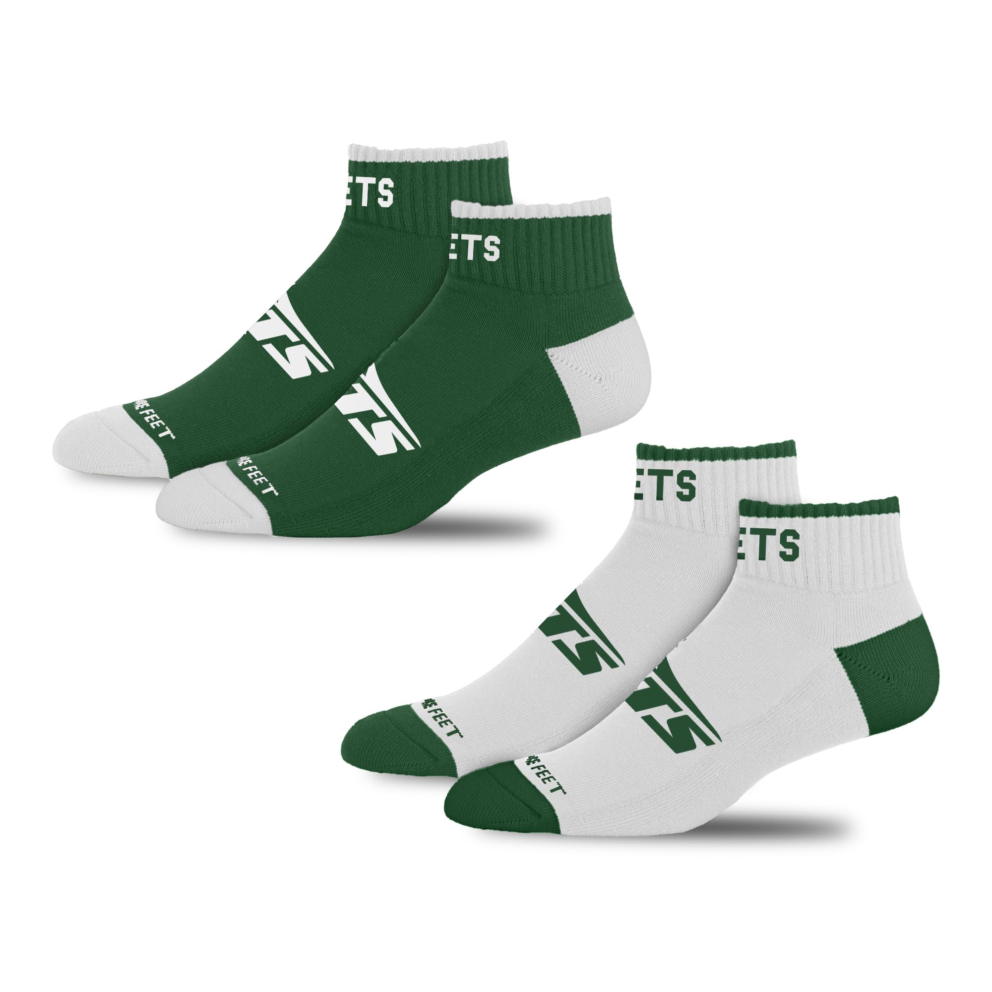 For Bare Feet NFL NEW YORK JETS Front and Center 2 Pack Team Colors Large