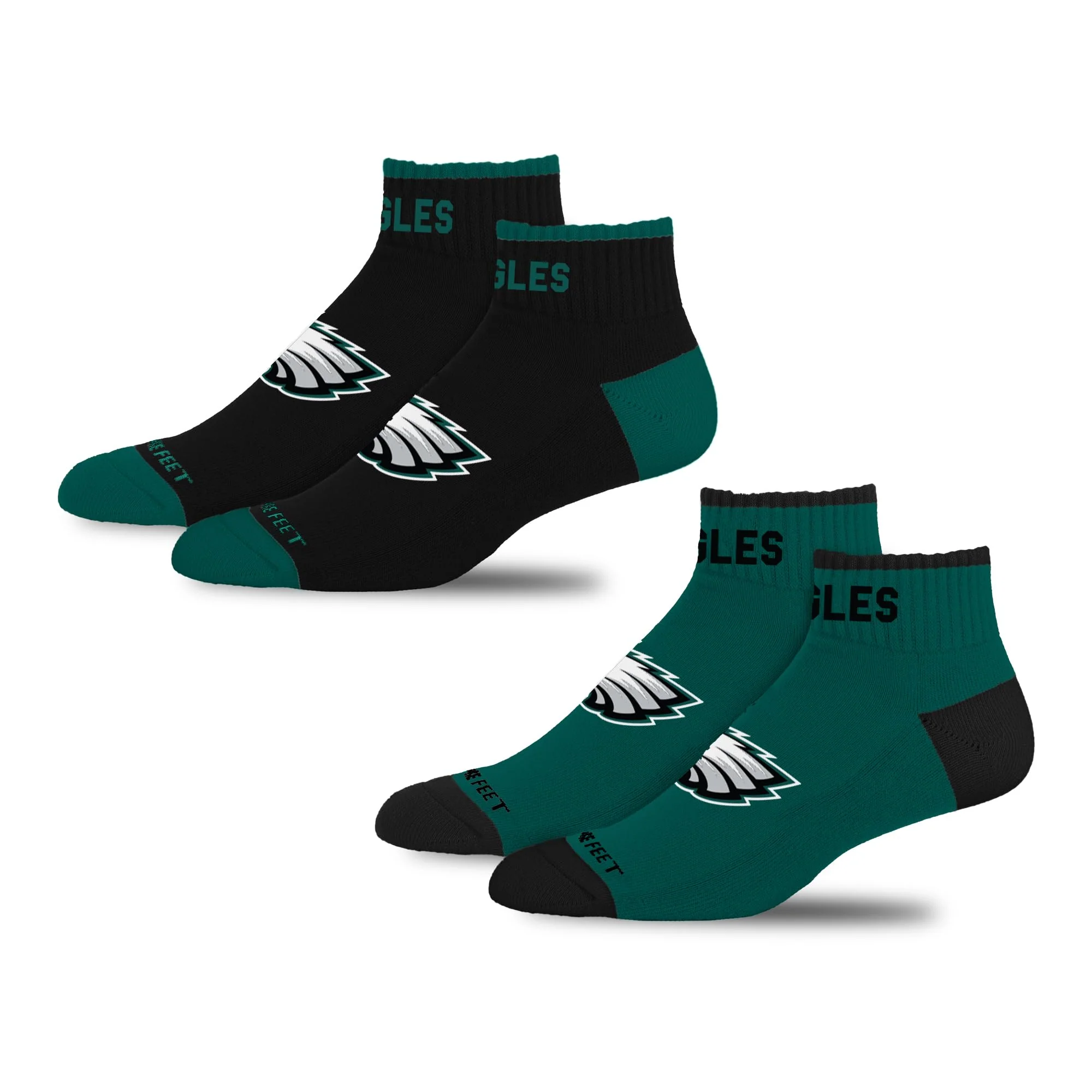 For Bare Feet NFL PHILADELPHIA EAGLES Front and Center 2 Pack Team Colors Large