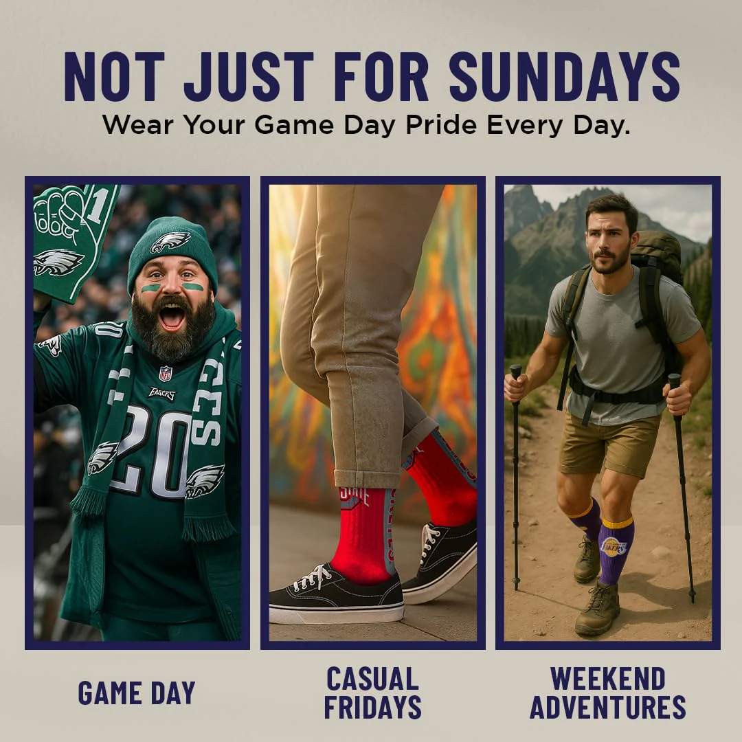 For Bare Feet NFL PHILADELPHIA EAGLES MVP Crew Sock Team Color Large - Image 3
