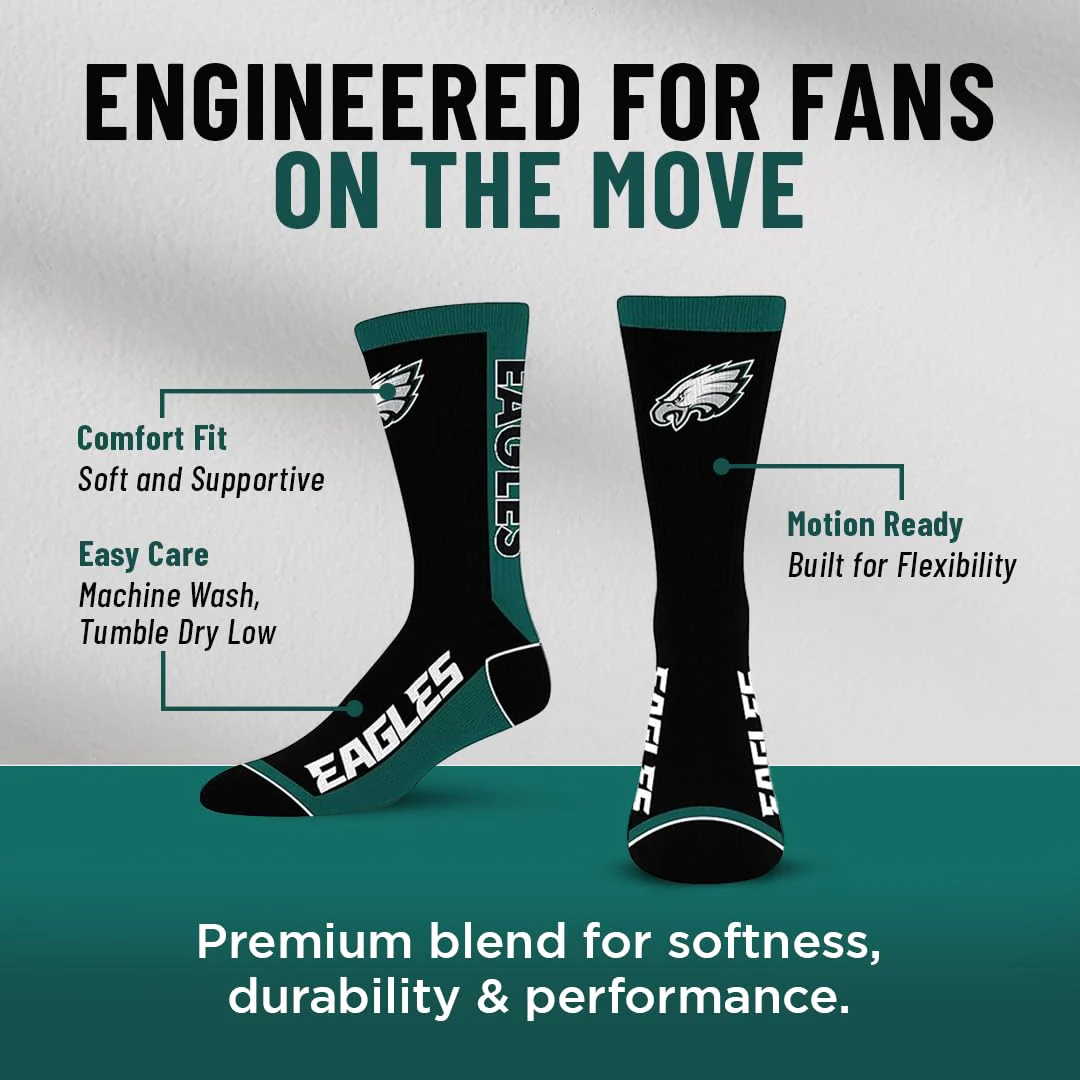 For Bare Feet NFL PHILADELPHIA EAGLES MVP Crew Sock Team Color Large - Image 7