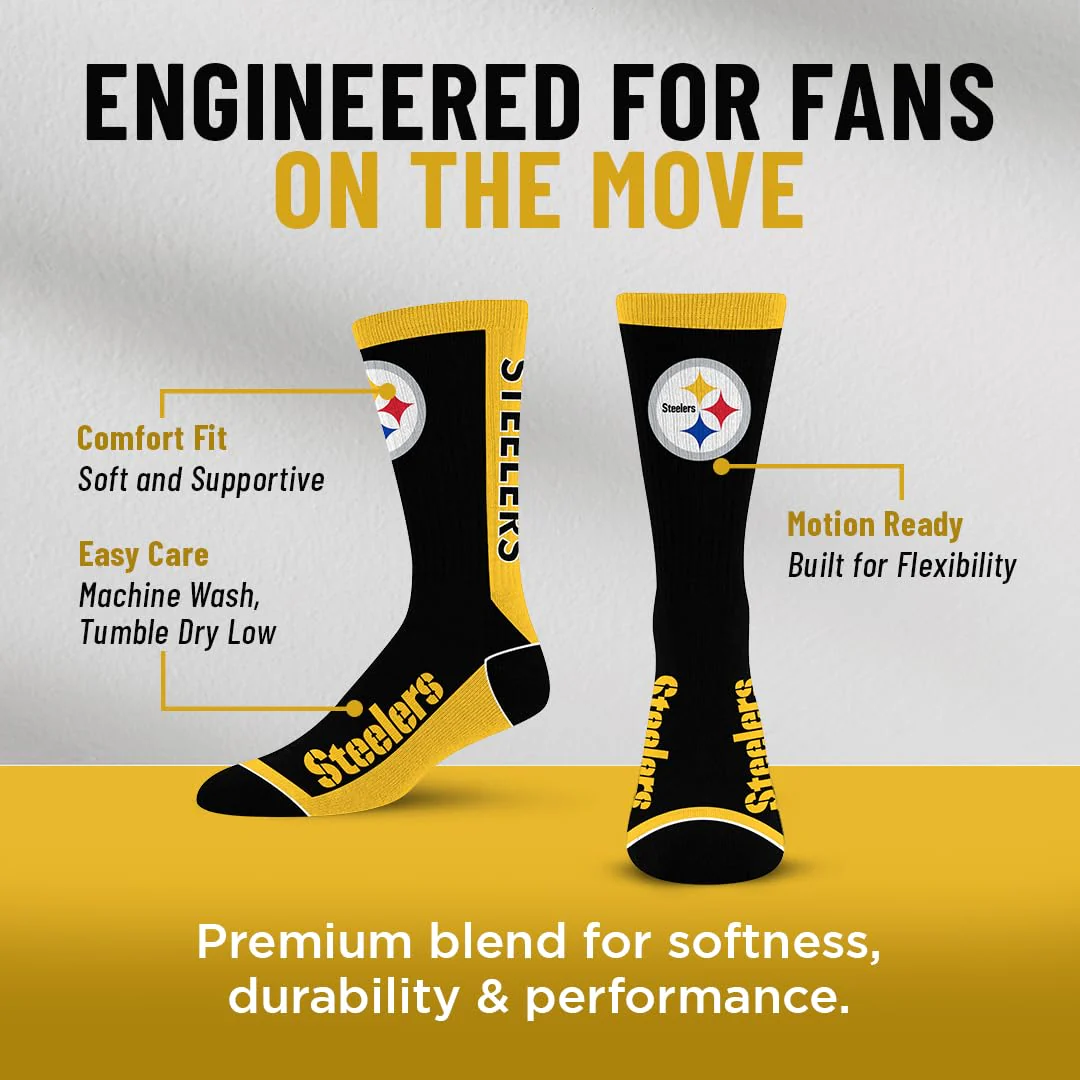 For Bare Feet NFL PITTSBURGH STEELERS MVP Crew Sock Team Color Youth - Image 8