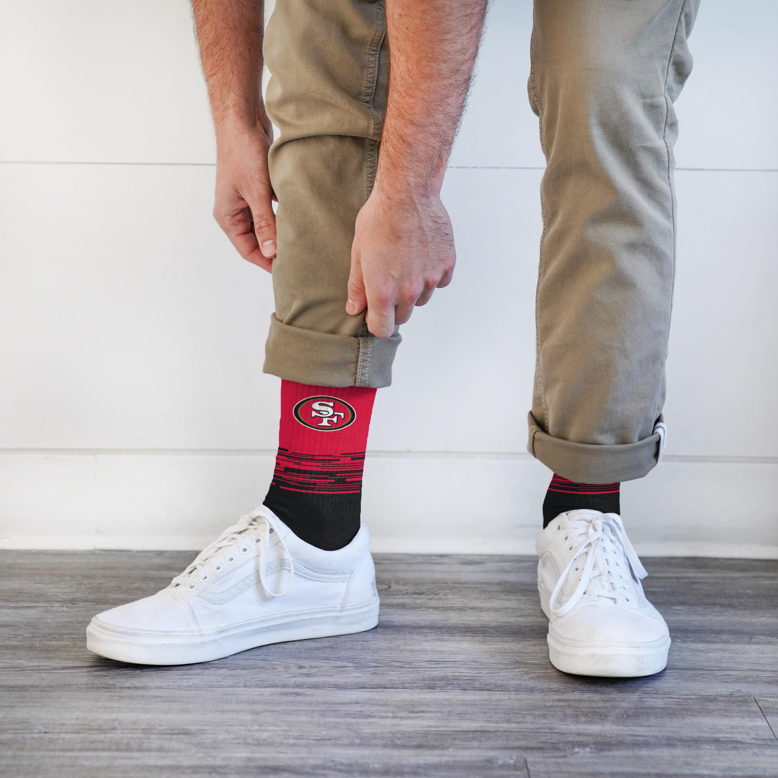 For Bare Feet NFL SAN FRANCISCO 49ERS Elevate Premium Dress Crew Sock Team Color Large - Image 3