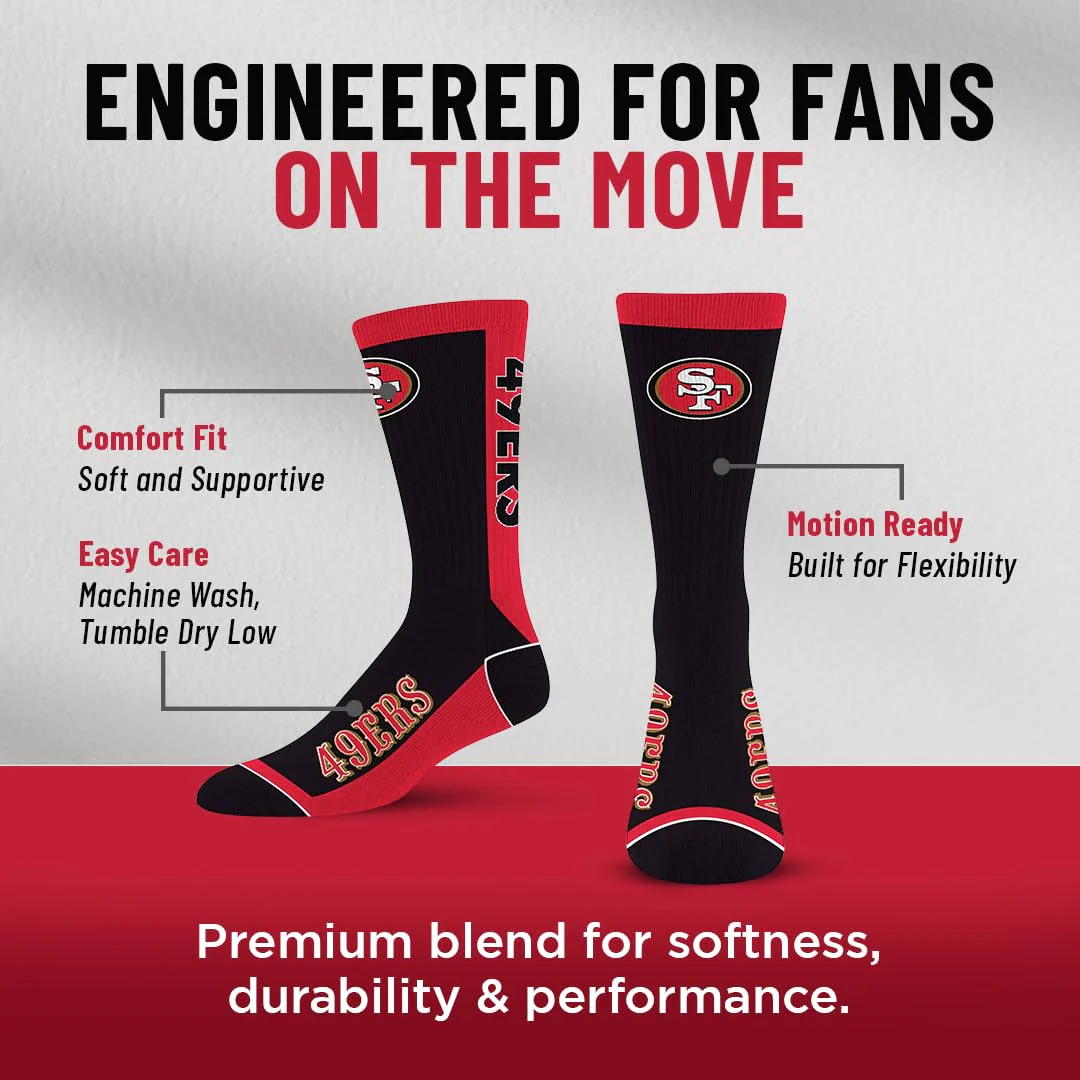 For Bare Feet NFL SAN FRANCISCO 49ERS MVP Crew Sock Team Color Large - Image 7