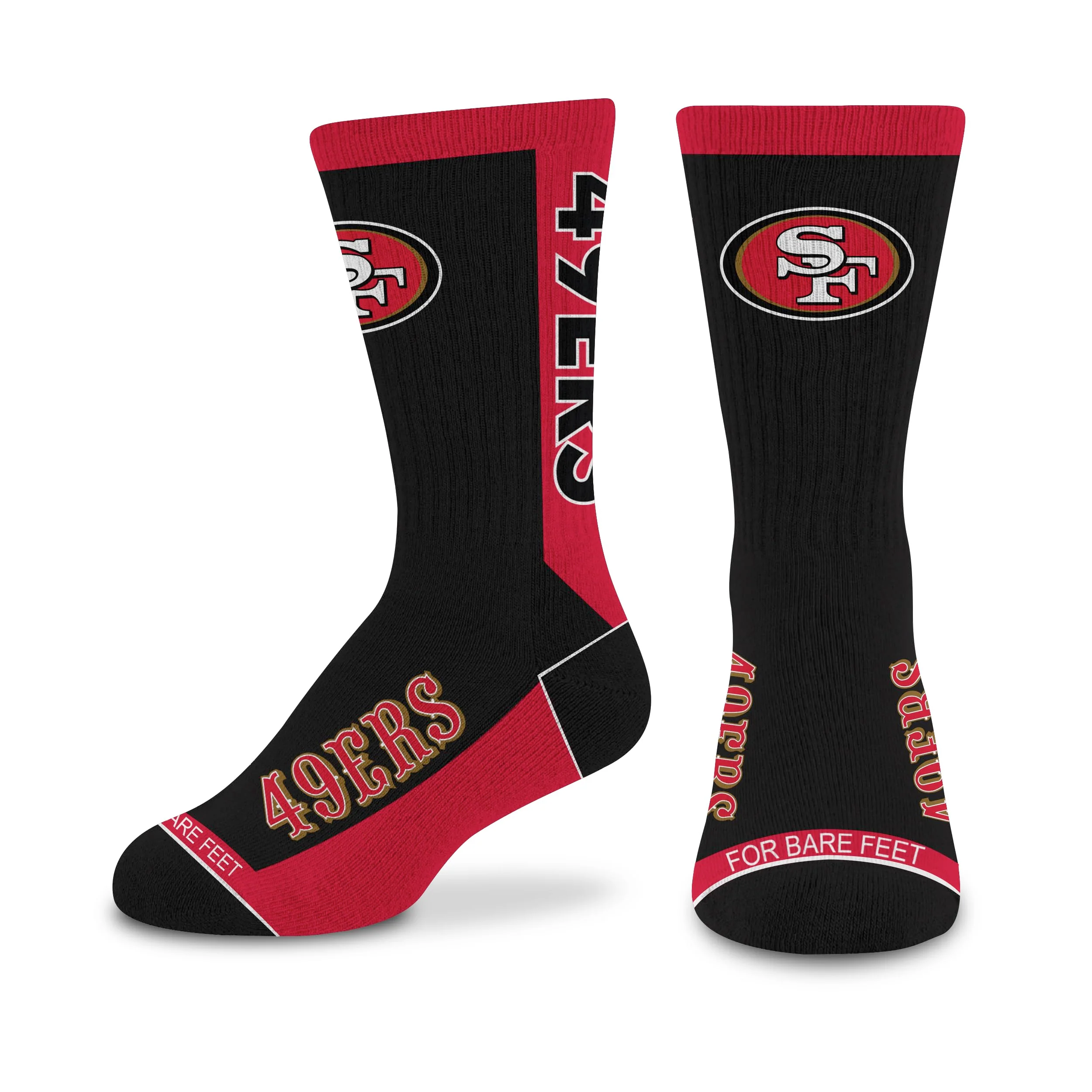 For Bare Feet NFL SAN FRANCISCO 49ERS MVP Crew Sock Team Color Youth