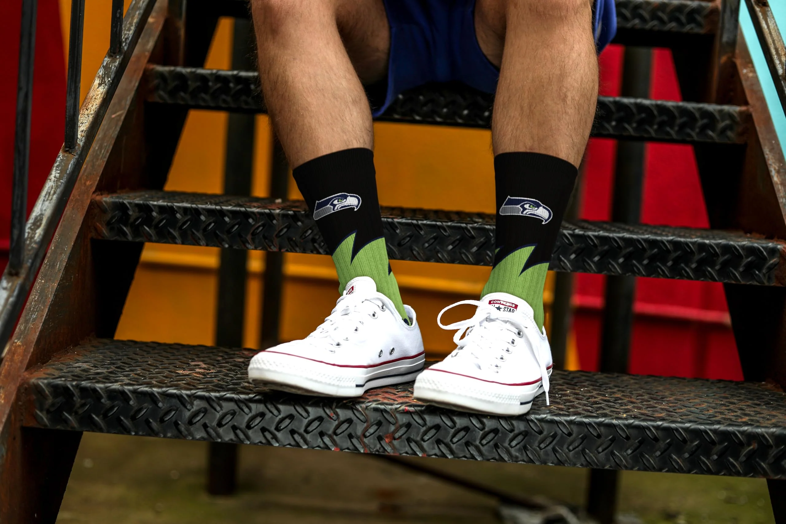 For Bare Feet NFL SEATTLE SEAHAWKS Black Wave Crew Sock Team Color YOUTH - Image 3