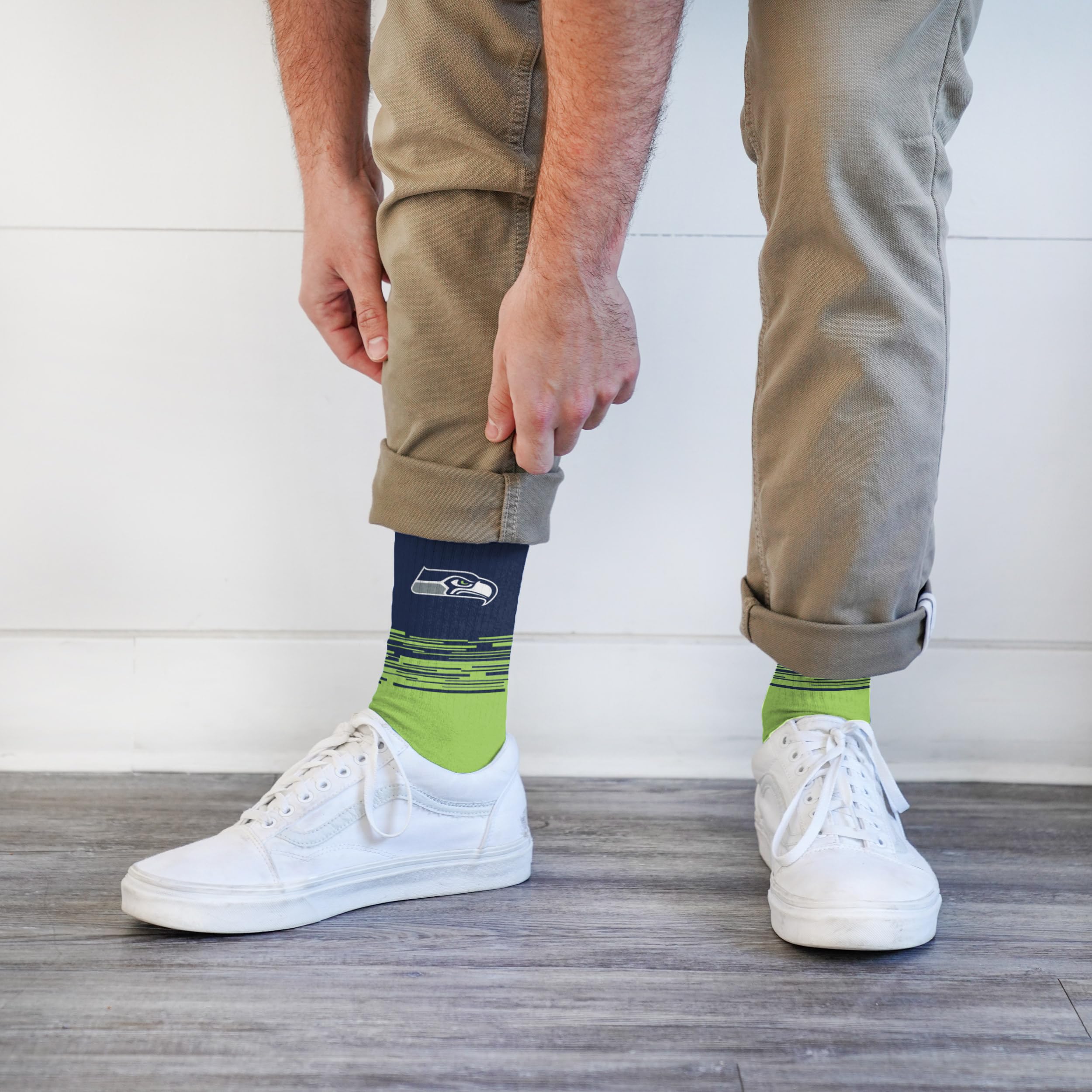 For Bare Feet NFL SEATTLE SEAHAWKS Elevate Premium Dress Crew Sock Team Color Large - Image 3