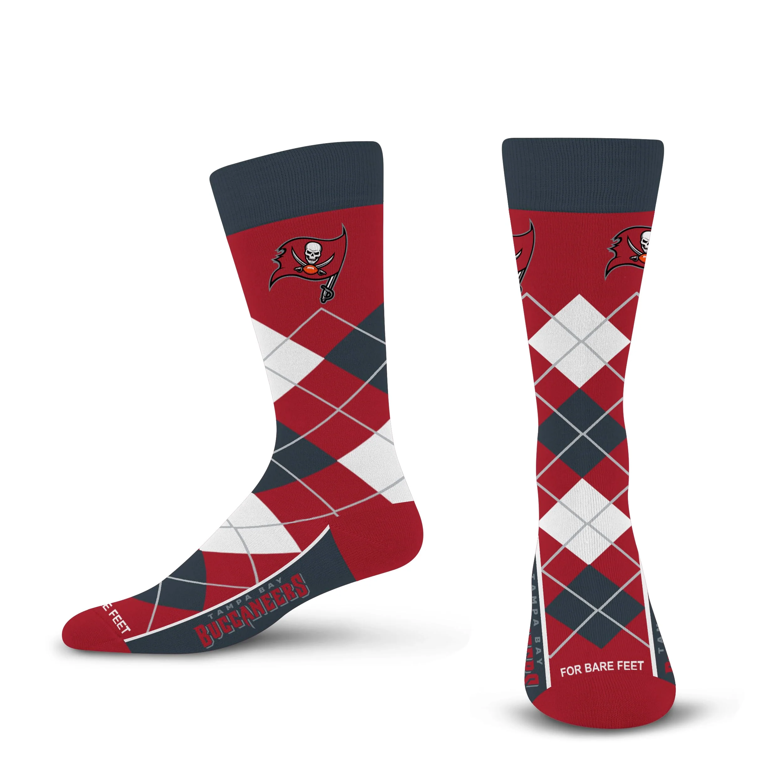 For Bare Feet NFL TAMPA BAY BUCCANEERS Argyle Remix Premium Dress Sock Team Color OSFM