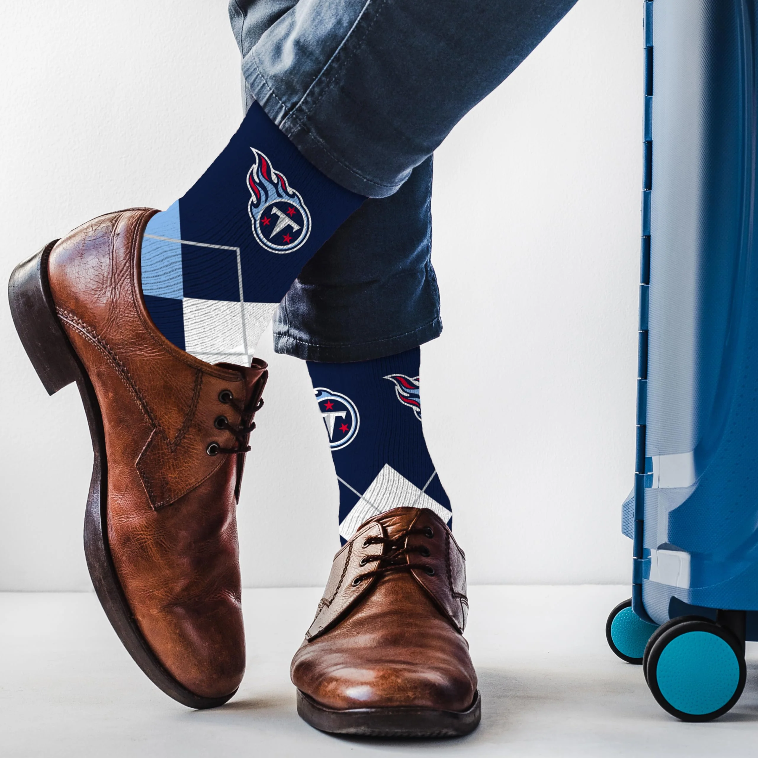 For Bare Feet NFL TENNESSEE TITANS Argyle Remix Premium Dress Sock Team Color OSFM - Image 3