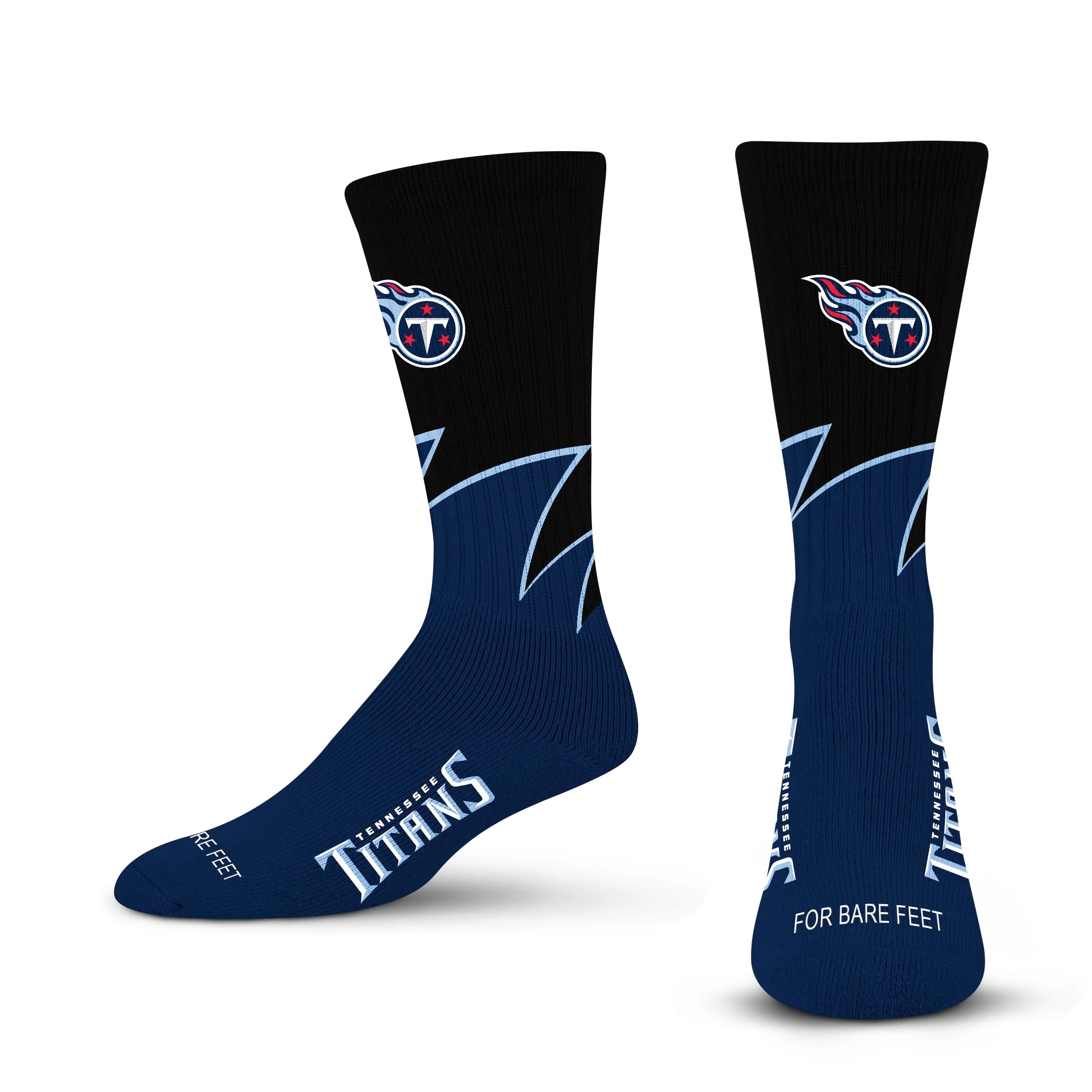 For Bare Feet NFL TENNESSEE TITANS Black Wave Crew Sock Team Color YOUTH
