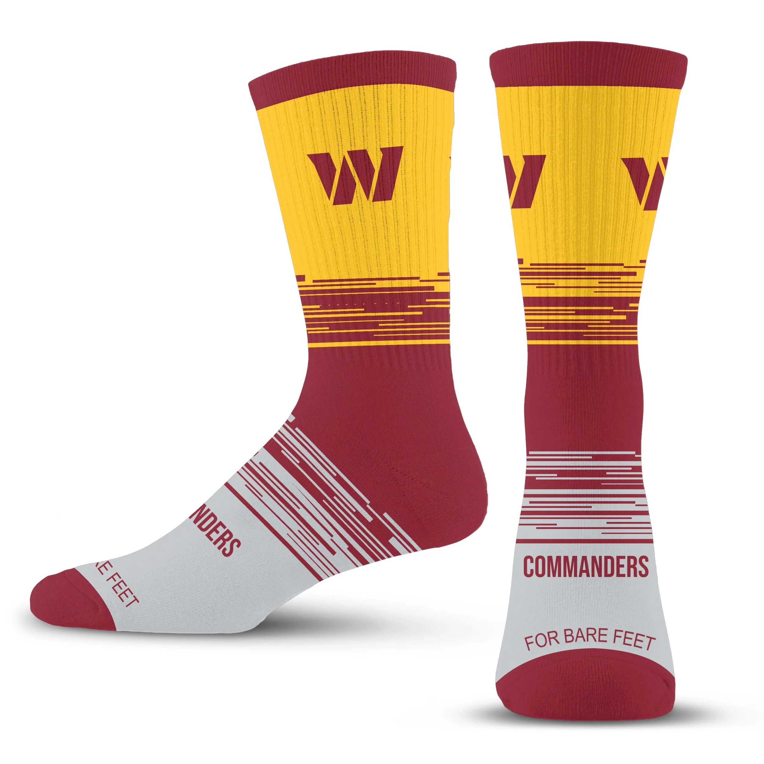 For Bare Feet NFL WASHINGTON COMMANDERS Elevate Premium Dress Crew Sock Team Color Large