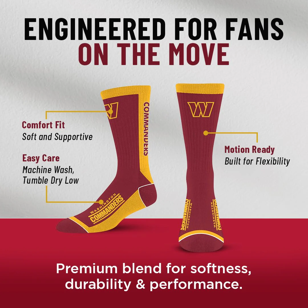 For Bare Feet NFL WASHINGTON COMMANDERS MVP Crew Sock Team Color Large - Image 7