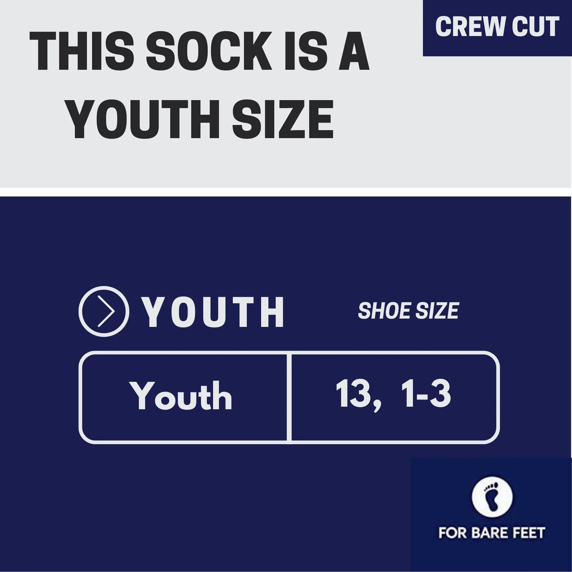 For Bare Feet NFL Youth 4 Stripe Deuce Crew Sock, Denver Broncos, One Size - Image 3