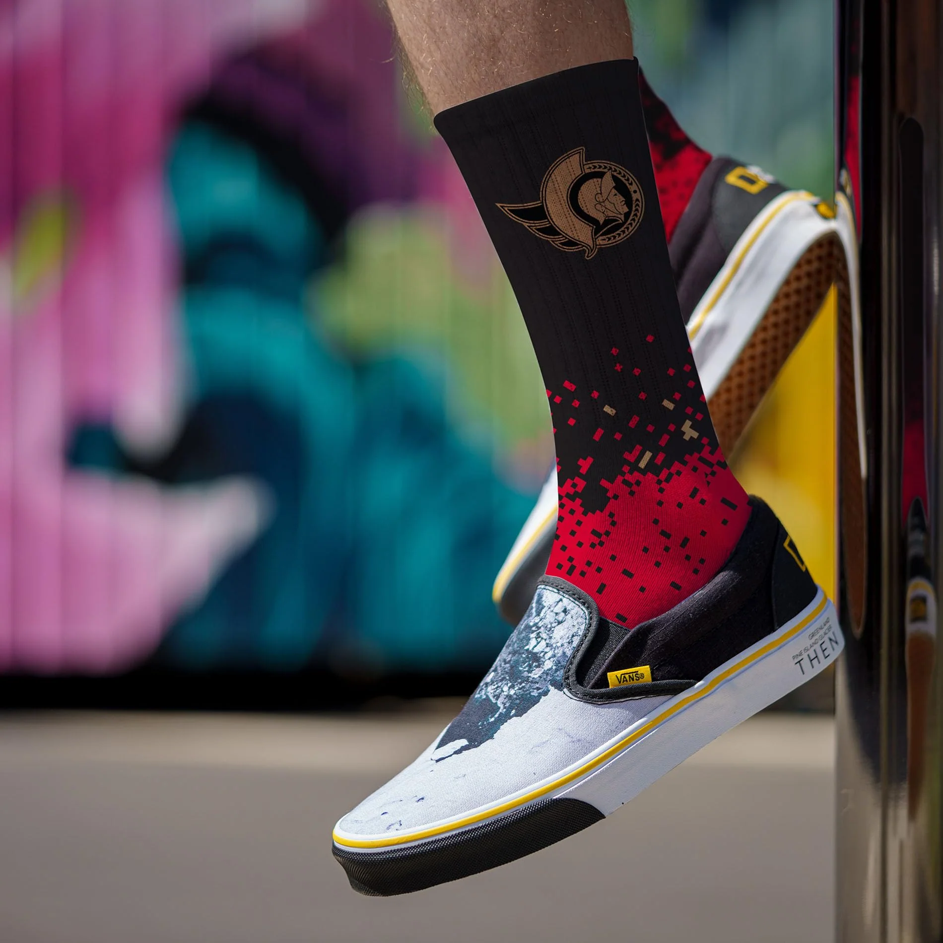 For Bare Feet NHL OTTAWA SENATORS Spray Zone Crew Sock Team Color Large - Image 3