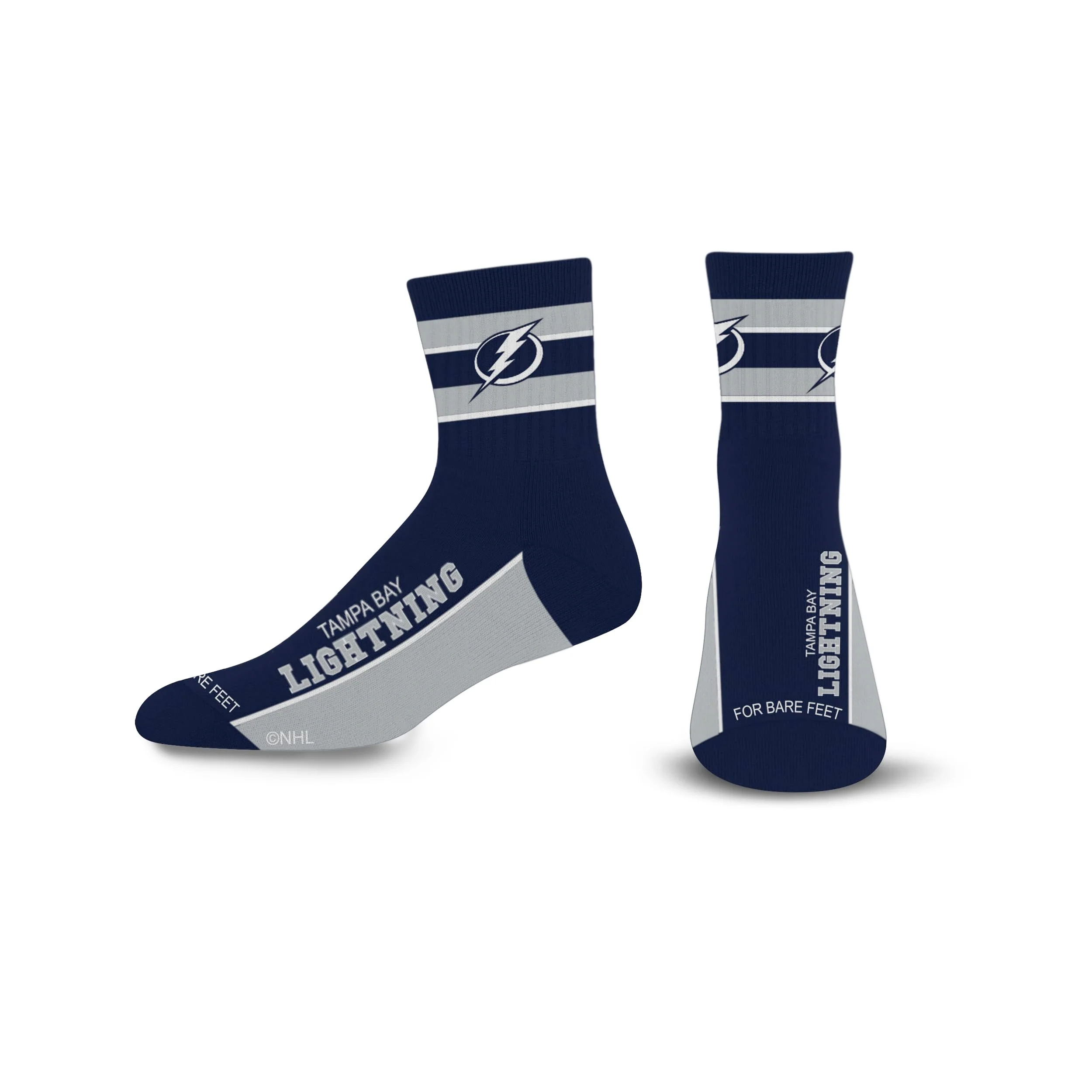 For Bare Feet NHL TAMPA BAY LIGHTNING Lil' Deuce Quarter Sock Team Color Large