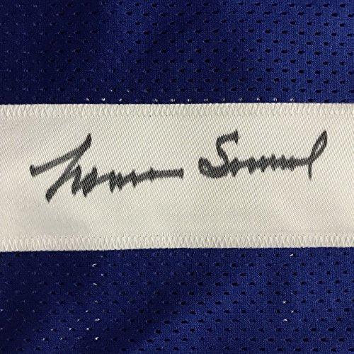 Framed Autographed/Signed Norman Norm Snead 33x42 New York Giants Blue Football Jersey JSA COA - Image 2