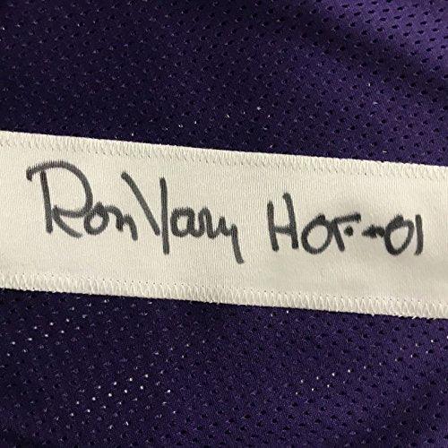 Framed Autographed/Signed Ron Yary"HOF 01" 33x42 Minnesota Vikings Purple Football Jersey JSA COA - Image 2