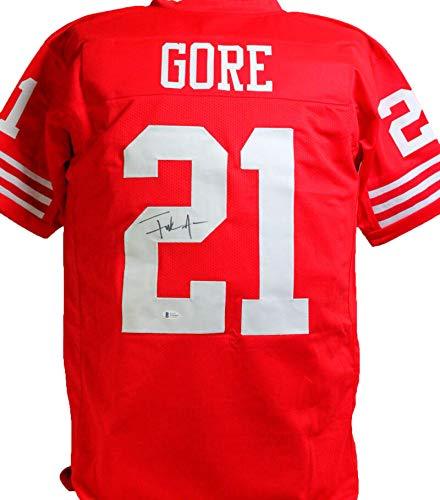 Frank Gore Autographed Red Pro Style Jersey -Beckett W Auth Black
