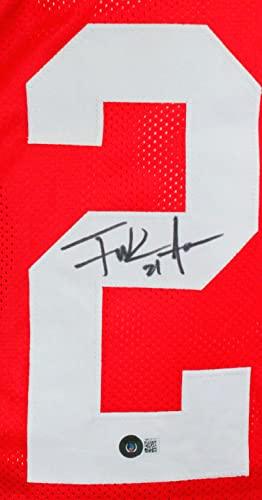 Frank Gore Autographed Red Pro Style Jersey-Beckett W Hologram Black - Image 3