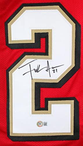Frank Gore Autographed Red W/Black & Gold Pro Style Jersey-Beckett W Hologram Black - Image 3