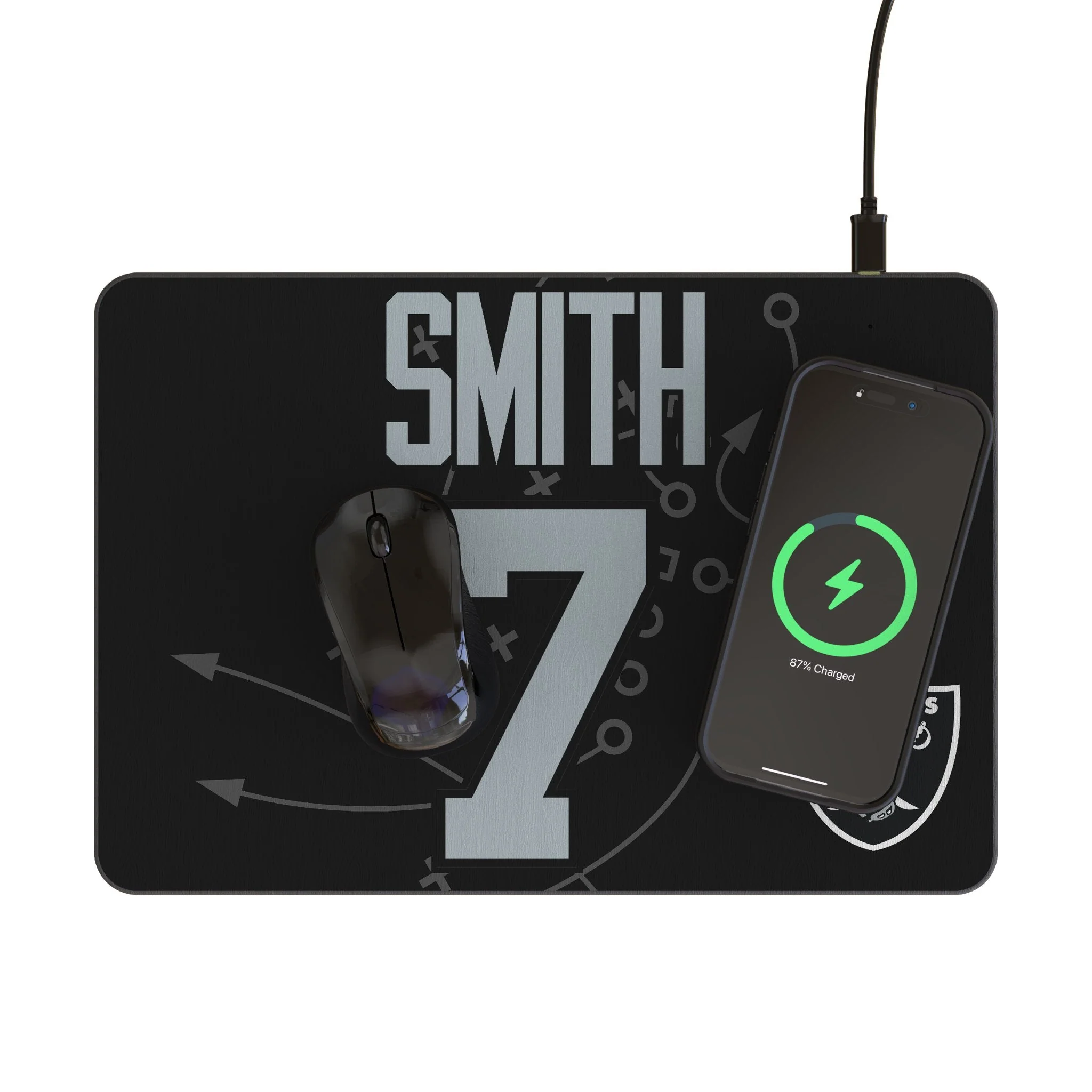 Geno Smith Las Vegas Raiders 7 Game Tactic 15-Watt Wireless Charger and Mouse Pad - Image 2