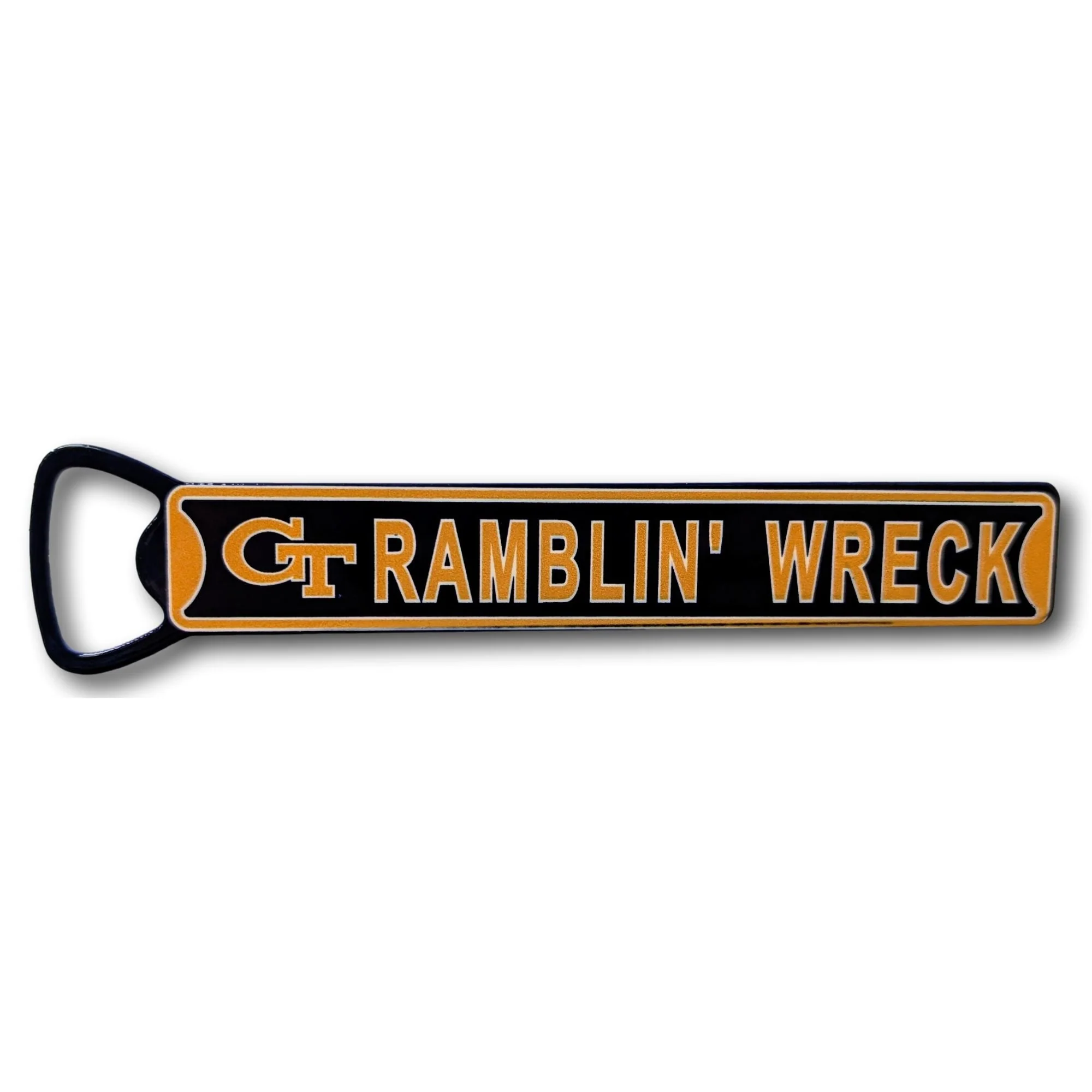 Georgia Tech Ramblin Wreck - Steel Bottle Opener