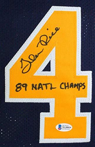 Glen Rice Autographed Blue Jersey W/Insc- Beckett Black - Image 3