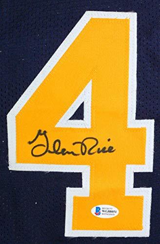 Glen Rice Autographed Blue Stat G Money Jersey- Beckett W Black - Image 3