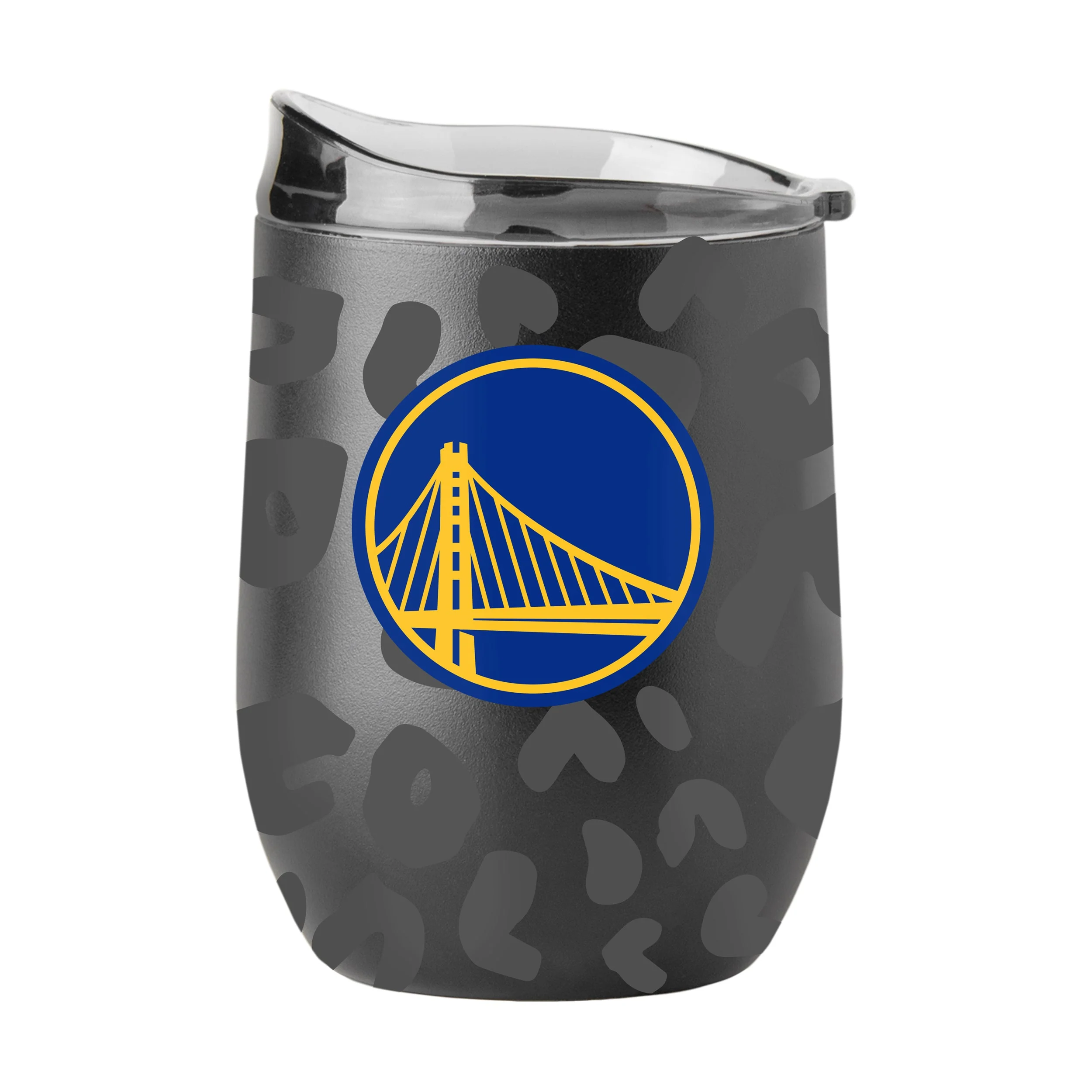 Golden State Warriors Leopard 16oz Black Powder Coat Curved Beverage