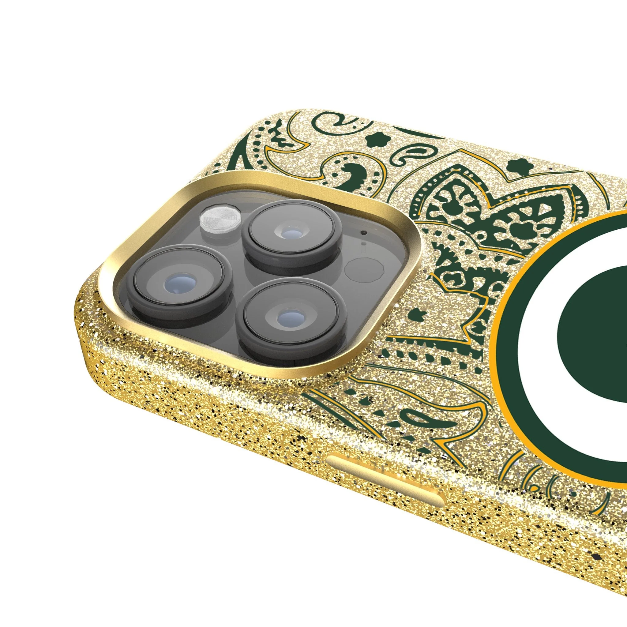 Green Bay Packers Paisley Bling Phone Case - Image 4