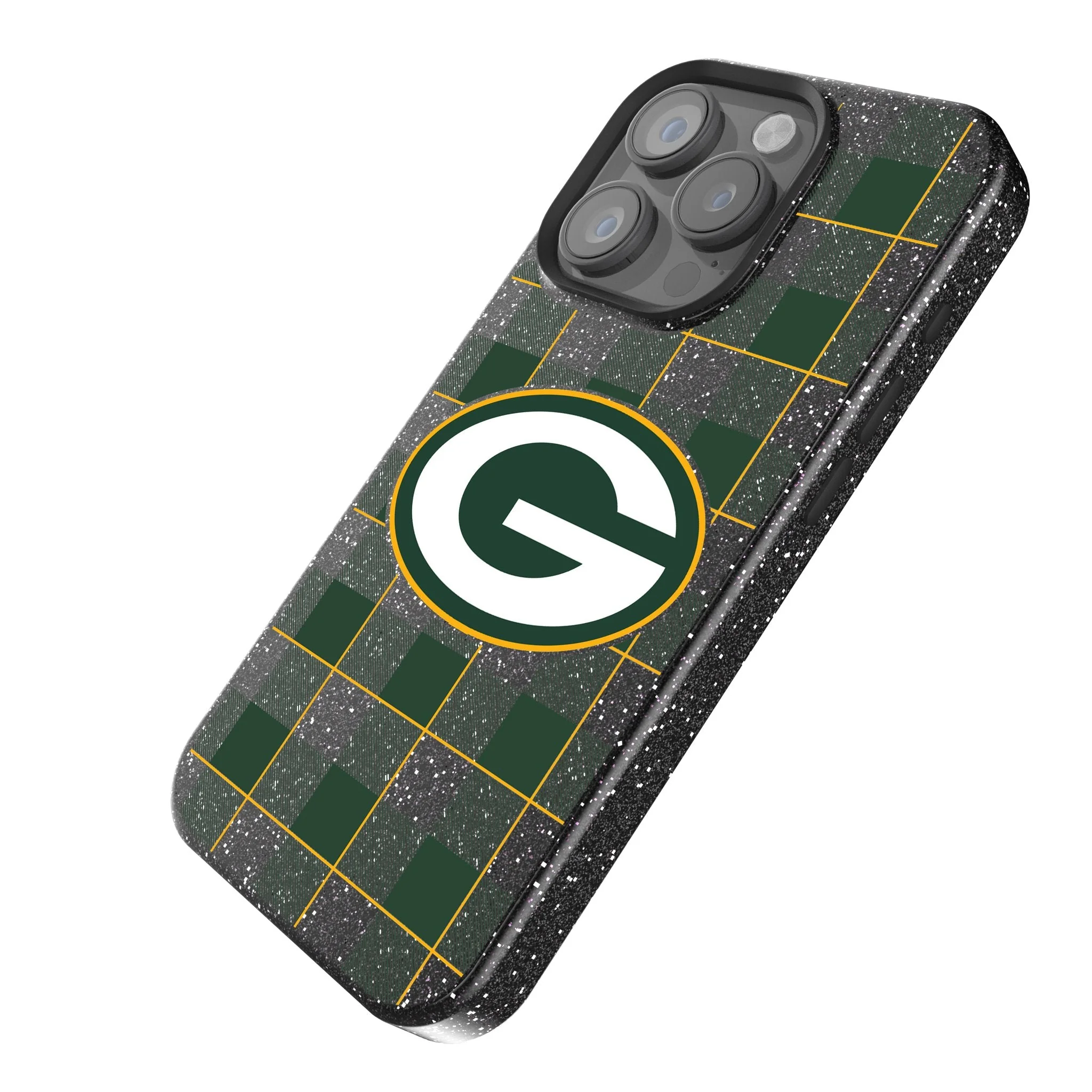 Green Bay Packers Plaid Bling Phone Case - Image 2