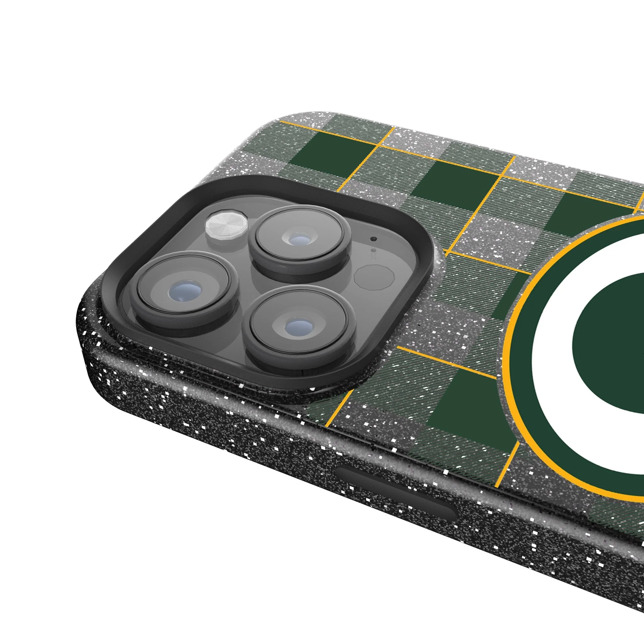 Green Bay Packers Plaid Bling Phone Case - Image 4
