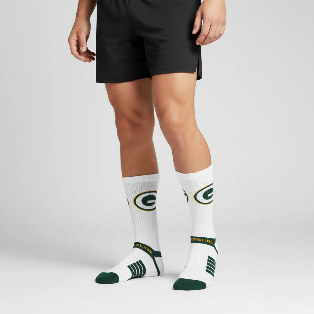 Green Bay Packers Premium Knit Crew Primary Logo White Socks - Image 2