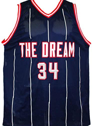 Hakeem Olajuwon Autographed Blue Jersey- JSA Witnessed Black - Image 2