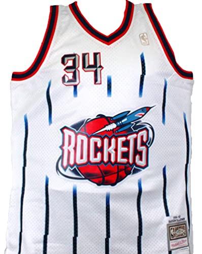 Hakeem Olajuwon Autographed Rockets White Mitchell&Ness Hardwood Classic Swingman Jersey- JSA W - Image 2