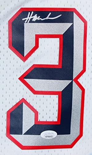 Hakeem Olajuwon Autographed Rockets White Mitchell&Ness Hardwood Classic Swingman Jersey- JSA W - Image 3
