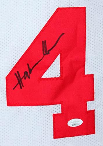 Hakeem Olajuwon Autographed White Jersey- JSA Witnessed Black - Image 3