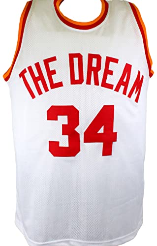 Hakeem Olajuwon Autographed White Stat Pro Jersey- JSA W Black - Image 2