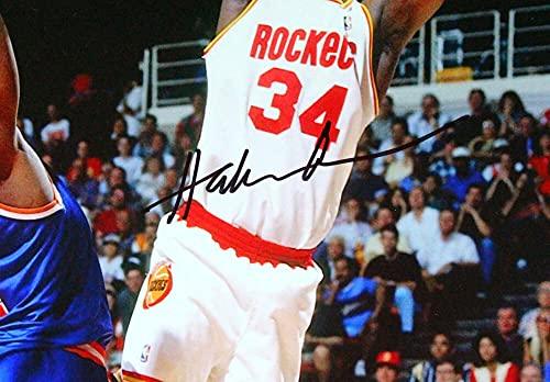 Hakeem Olajuwon Houston Autographed 16x20 PF Fade Away Jumper Photo v. Knicks- Beckett Auth - Image 2