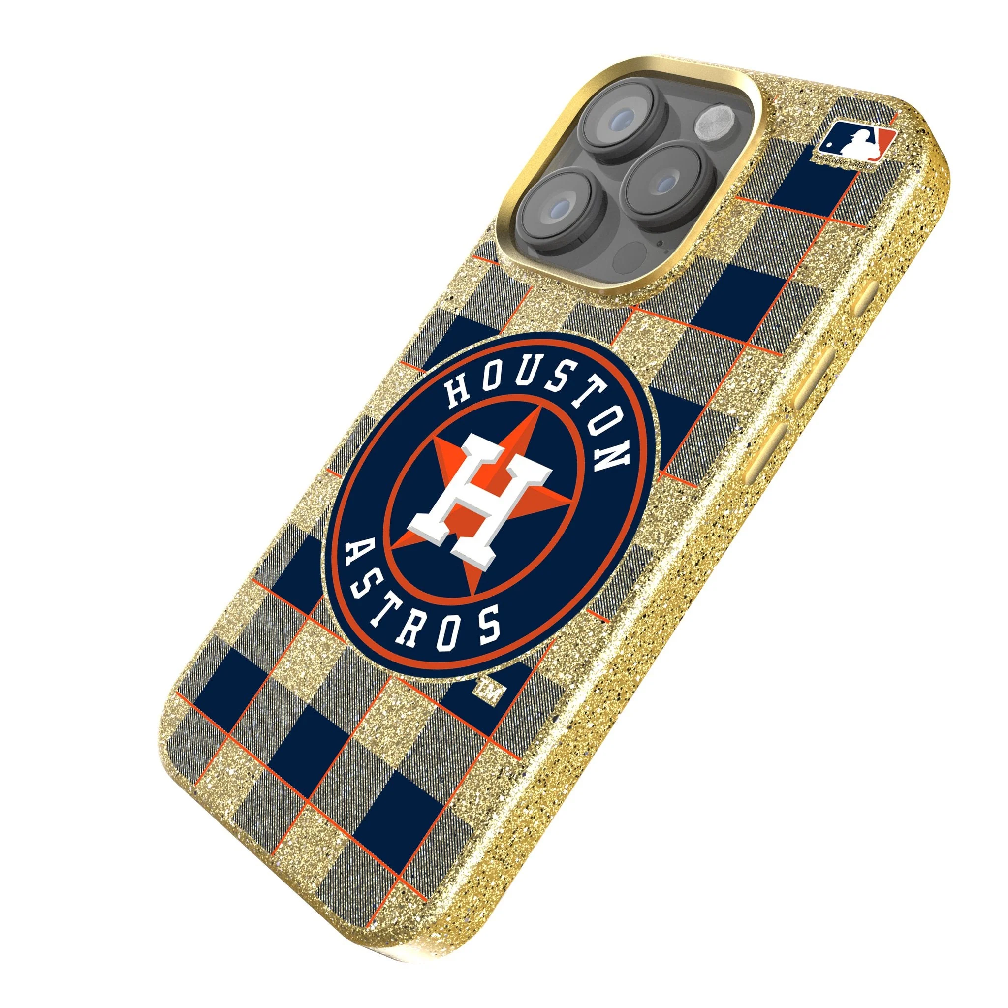 Houston Astros Plaid Bling Phone Case - Image 2